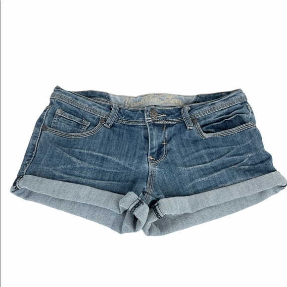 Vanilla Star Cuffed Jean Shorts, Blue, Size 7 - Picture 1 of 6